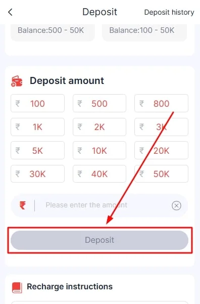 deposit button
