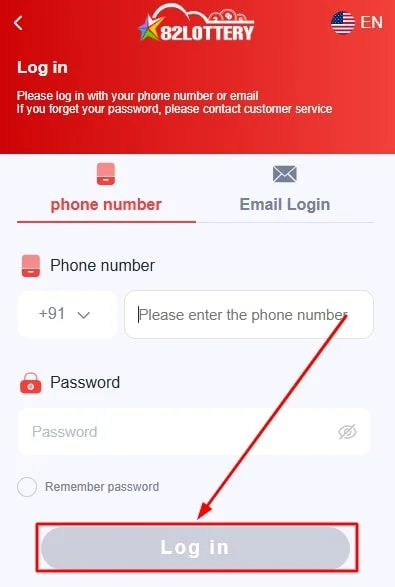 click login button