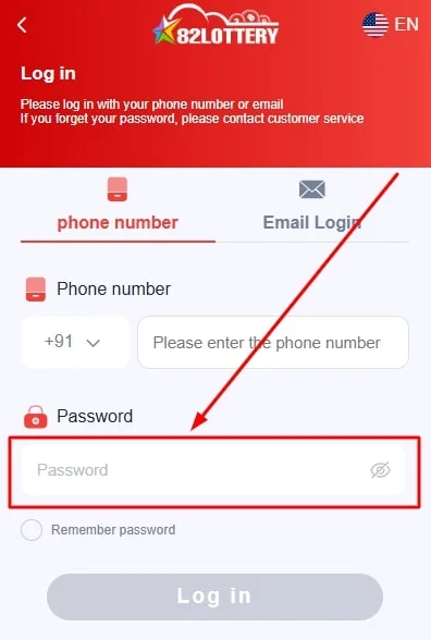 enter registered password